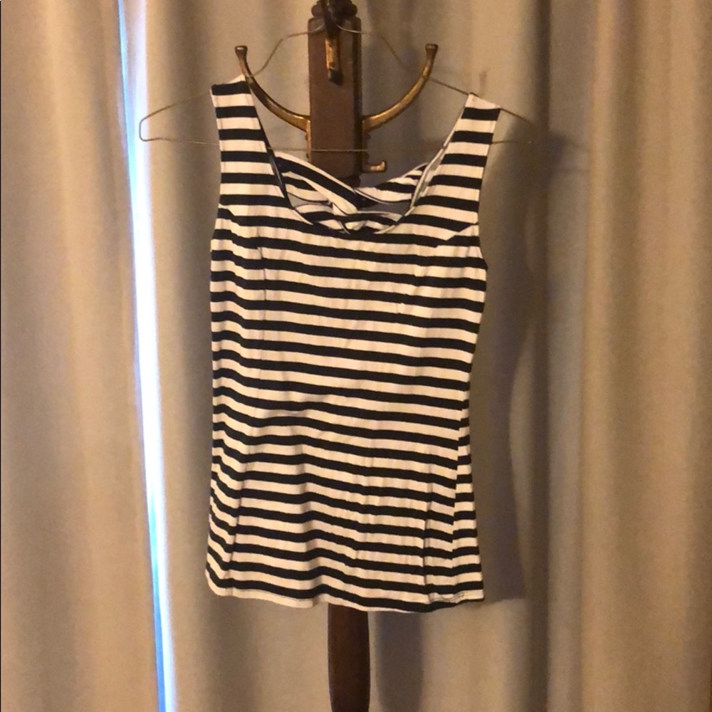 Navy and white striped tank top